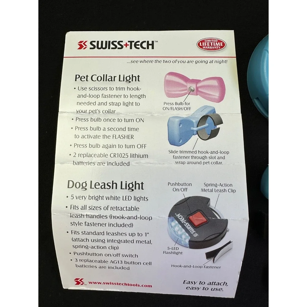 Swiss+Tech Dog Collar Leash Light‎ Set Blue ST13035 Safety LED Walking Pet Gear
